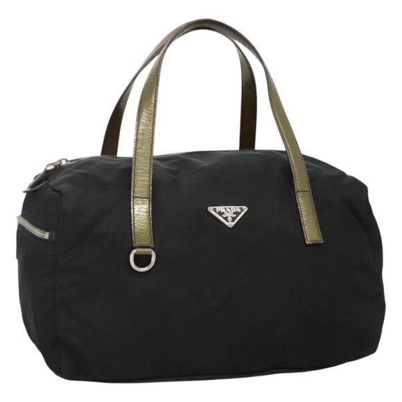 PRADA Hand Bag Nylon Black Silver Auth IN024 - Picture 1 of 16